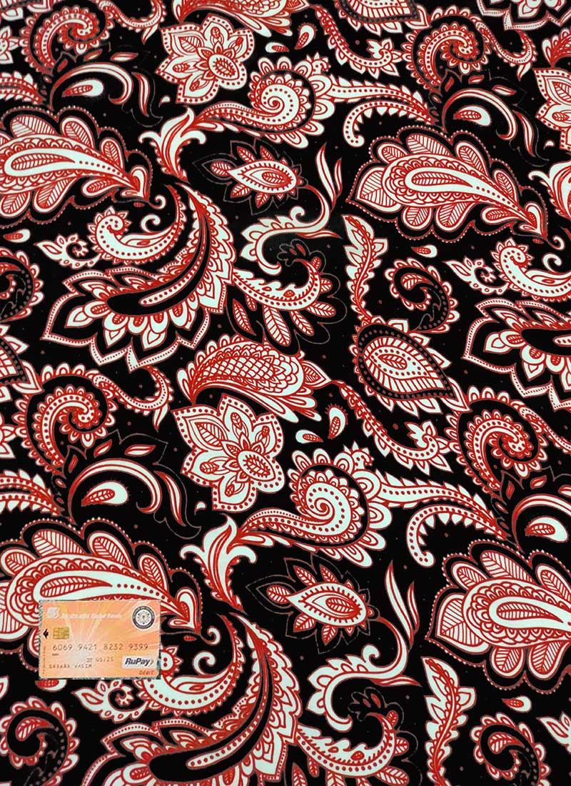 Black Pure Crepe Digital Print Fabric