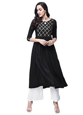 Black Rayon Kurta Palazzo Set