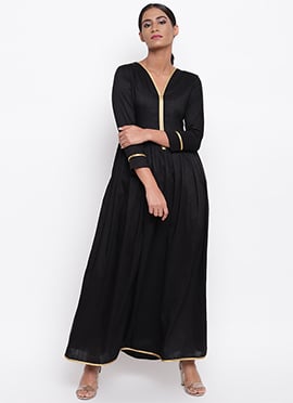 Black Rayon Kurta Palazzo Set