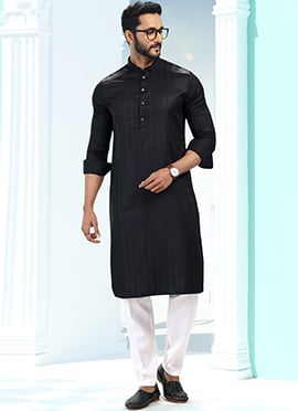 Black Silk Kurta Pyjama