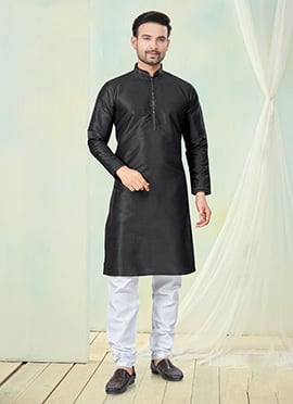 Black Silk Kurta Pyjama