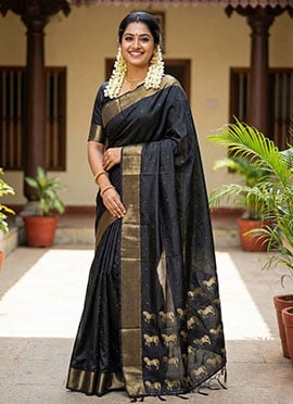 Black Soft Silk Zari Woven Saree