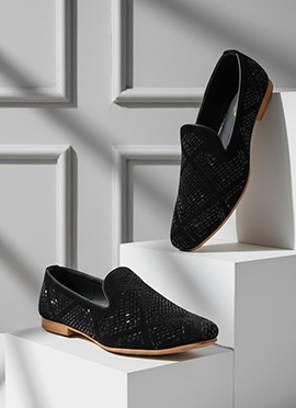 Black Stones Work Mojari For Men