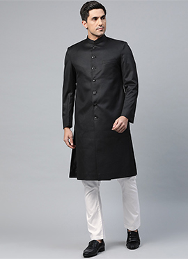 simple black sherwani
