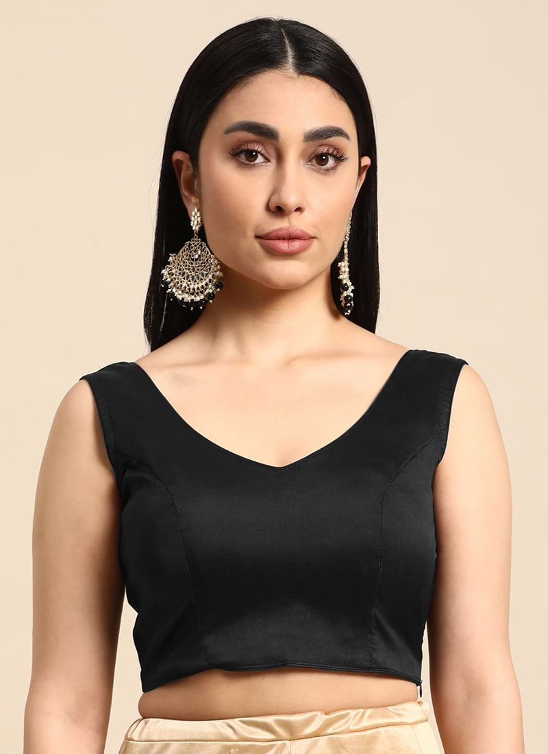 Black Taffeta Blouse Work Wear