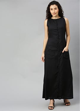 Black Modal Ankle Length Dress