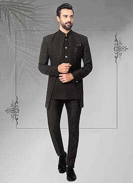 Black Terry Rayon Jodhpuri Suit