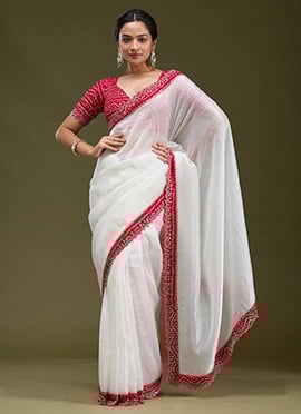 Black Tissue Crush Bandhini Saree