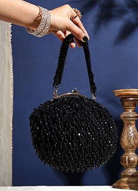 Black Velvet Crystals Clutch