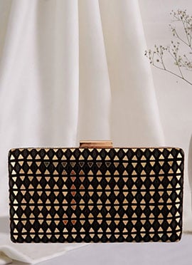 Black Velvet Mirror Work Party Clutch