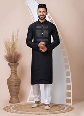 Black Viscose Kurta Pyjama