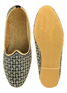 Black Zari Embroidered Mojri