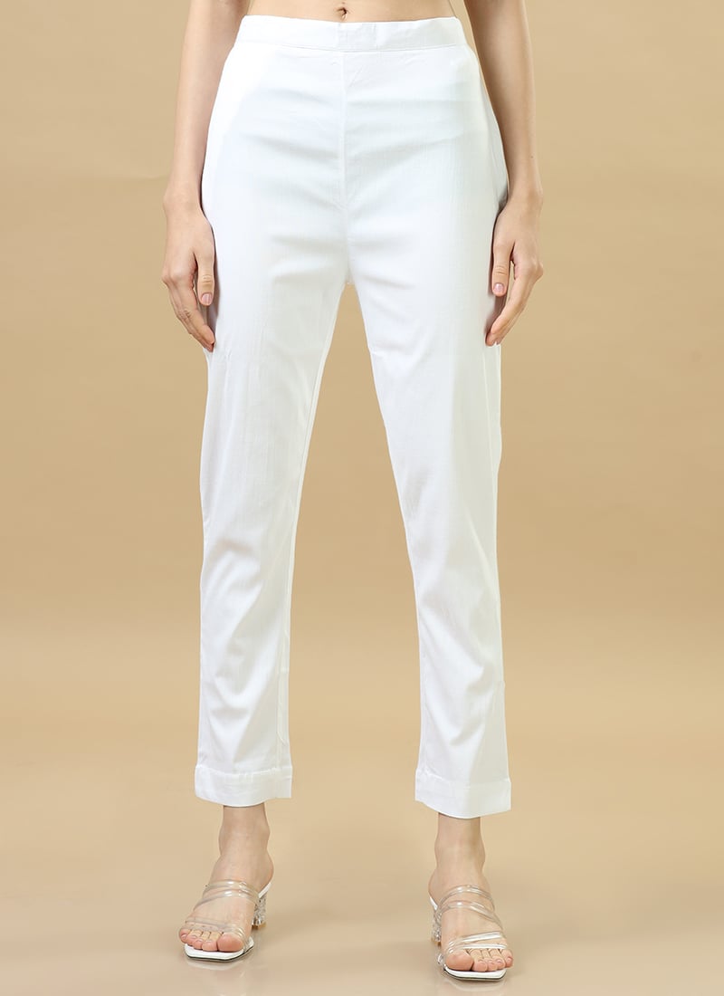 Blended Cotton Chanderi Straight Pant