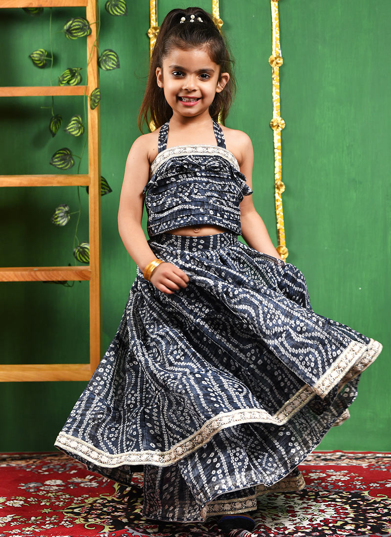 Blended Cotton Kota Kids Girls A Line Lehenga Party Wear