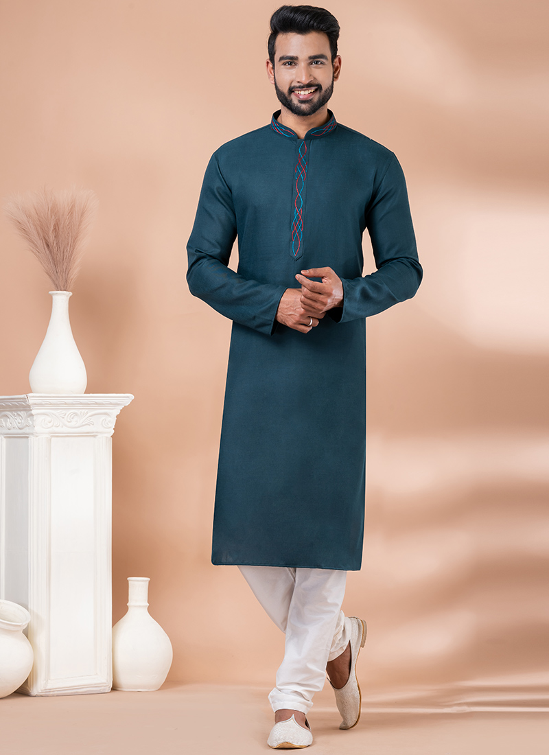 Blended Cotton Kurta Pyjama Party Wear