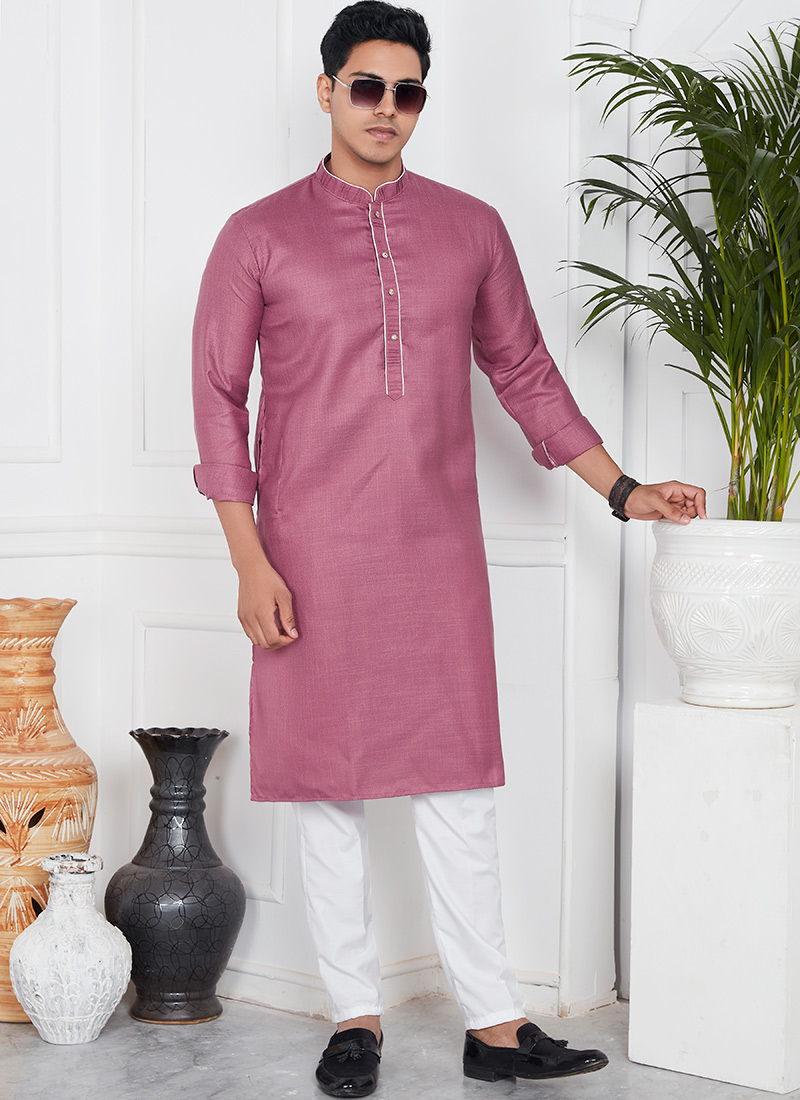 Blended Cotton Kurta Pyjama Festive Wear