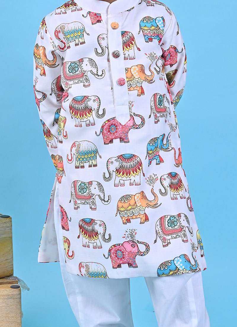 Babyhug 100% Cotton Knit Full Sleeves Kurta Pyjama Set with Printed Jacket - Peach main image 0