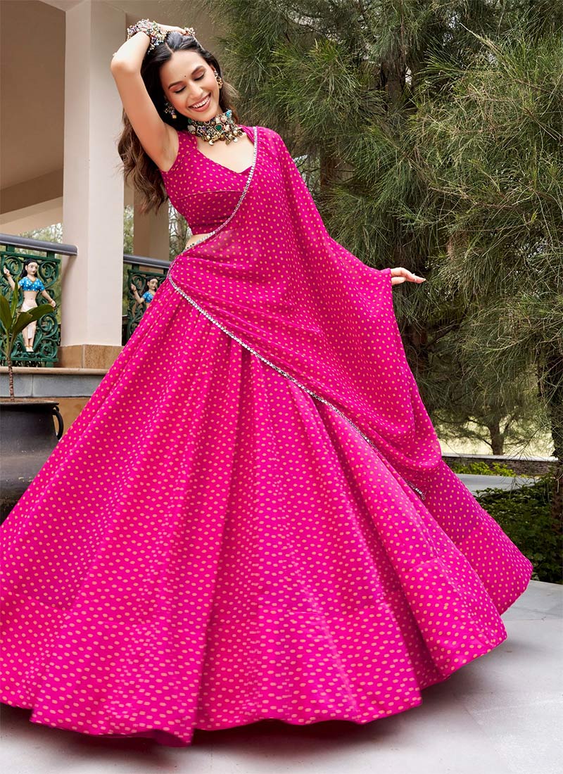 Blue and Purple Printed Lehenga Choli with Mirror Work After Six Wear