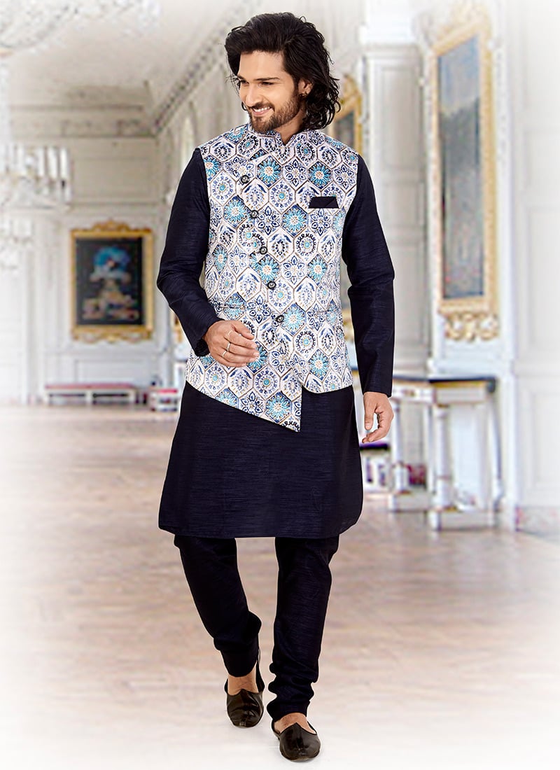 Blue Art Silk Bandi Set Party Wear