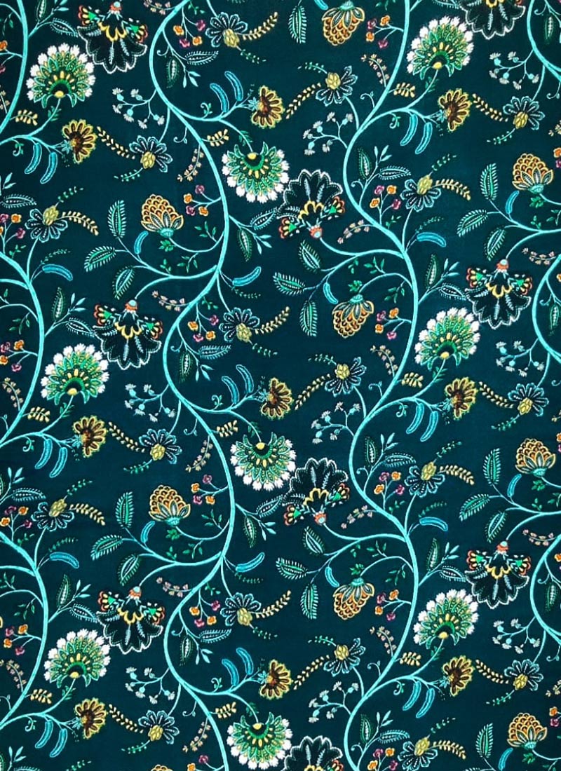 Blue Art Silk Cotton Mill Print Fabric