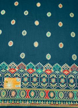 Blue Art Silk Embroidered Fabric