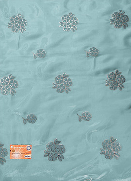 Blue Art Silk Embroidered Fabric
