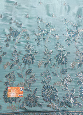 Blue Art Silk Embroidered Fabric