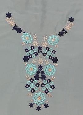 Blue Art Silk Embroidred Fabric