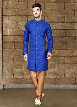 Blue Art Silk Indowestern Sherwani