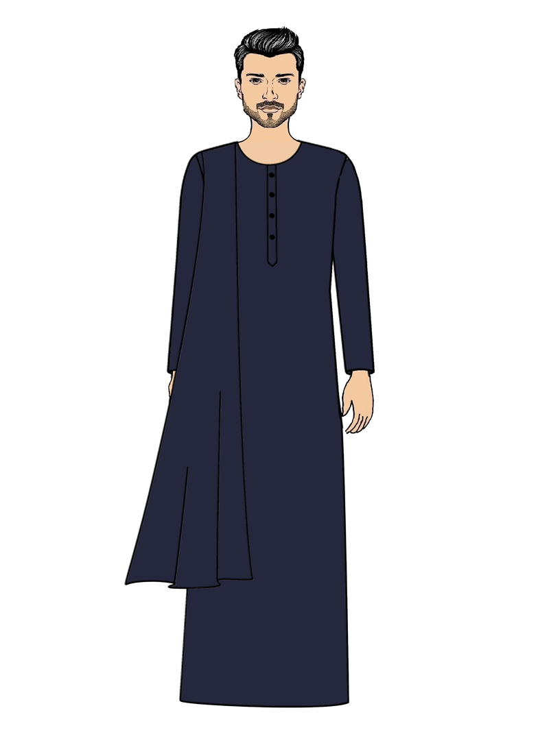 Blue Art Silk Kurta And Dupatta Set Festive Wear