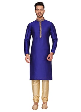 Blue Art Silk Kurta Pyjama