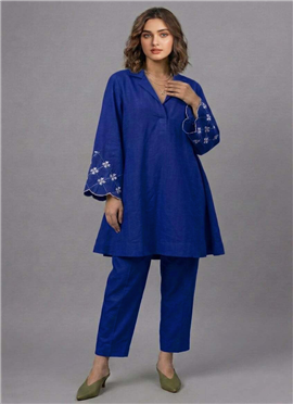 Blue Azure Whisper Linen Cotton Suit Set