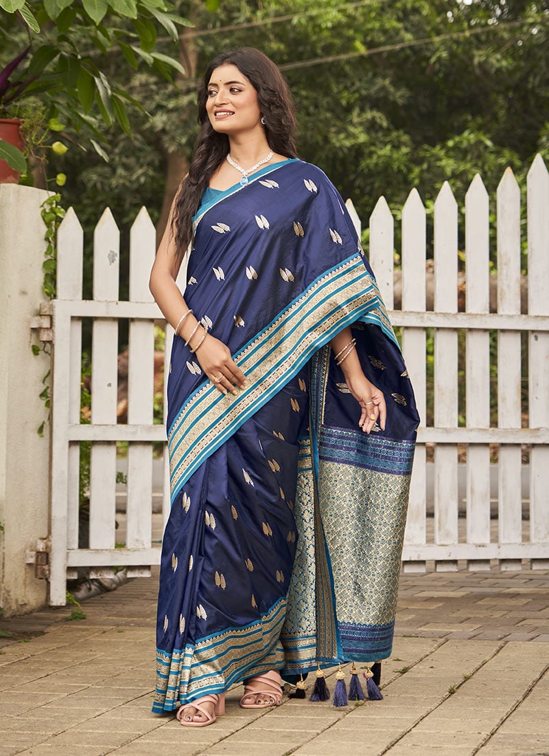 Blue Banarasi Silk Jacquard Zari Saree