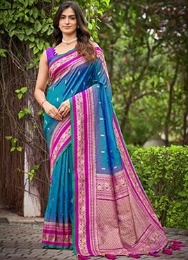 Blue Banarasi Silk Zari Woven Saree