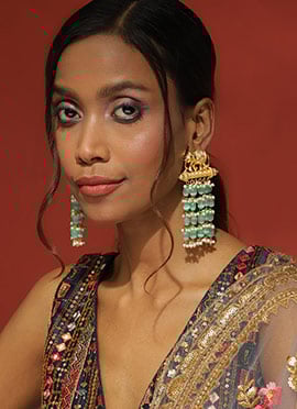 Blue Bead And Moti Adorned Danglers