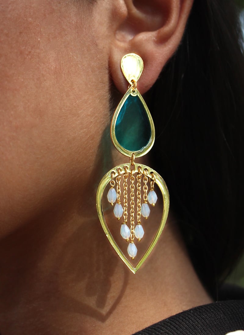 Blue Beads Danglers Festive Wear