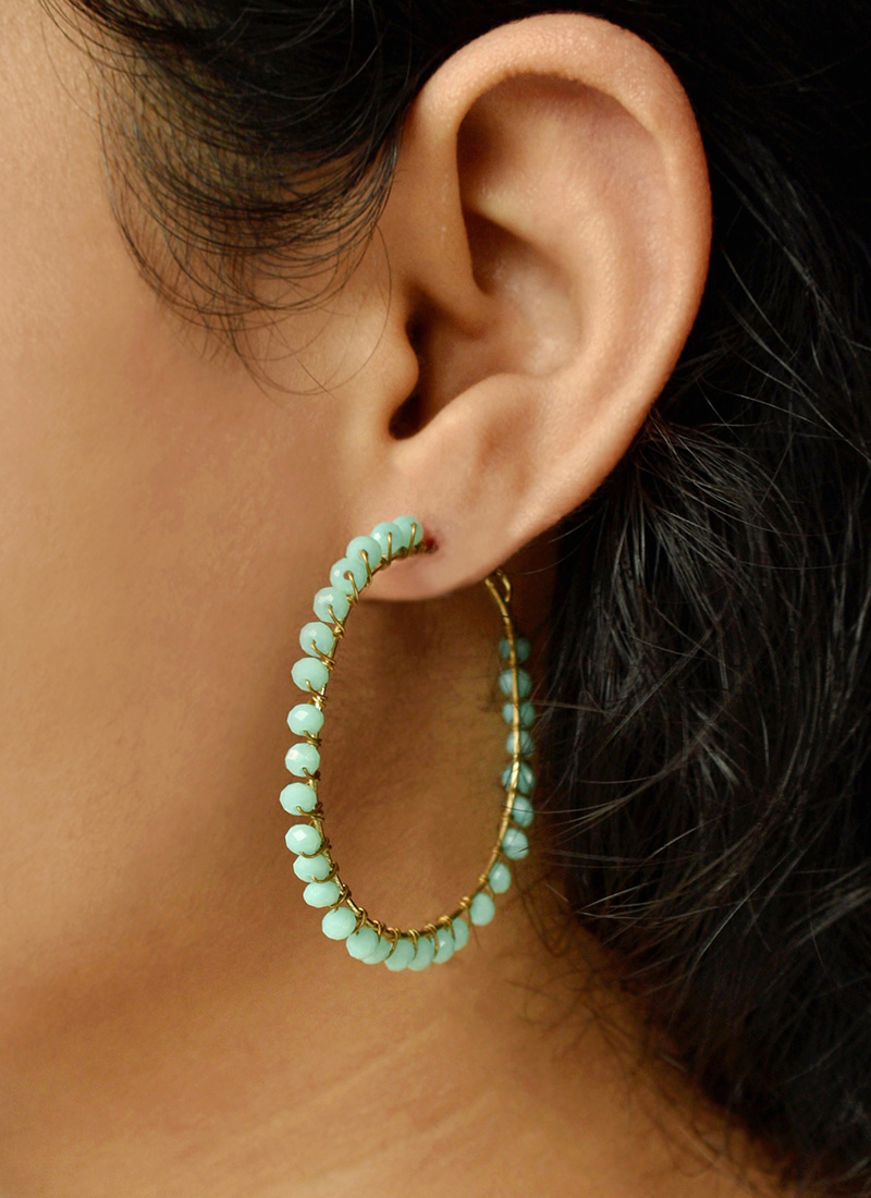 Blue Beads Hoops After Six Wear