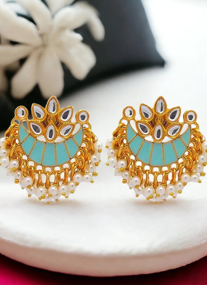 Blue Beads Meenakari Drops Festive Wear