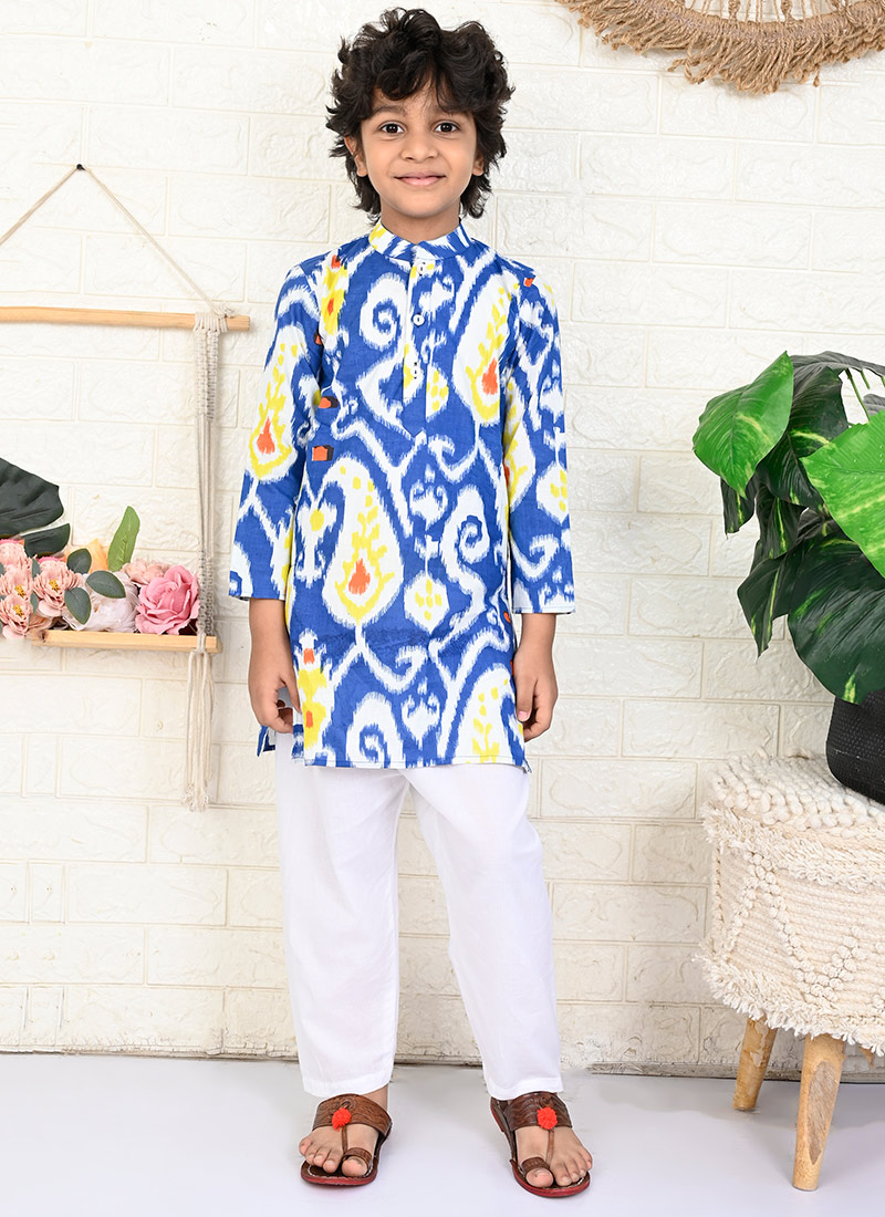 Black - Pochampally Ikat Cotton Kids Kurta (6-12 Months) 09