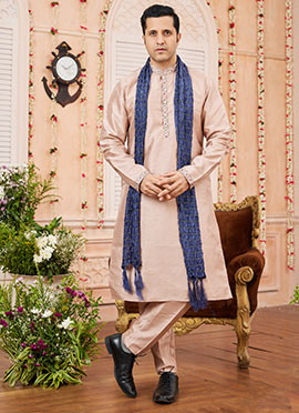 Blue Chanderi Silk Men Stole