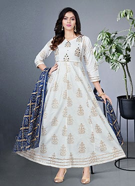 Blue Chinon Bandhini Print Dupatta