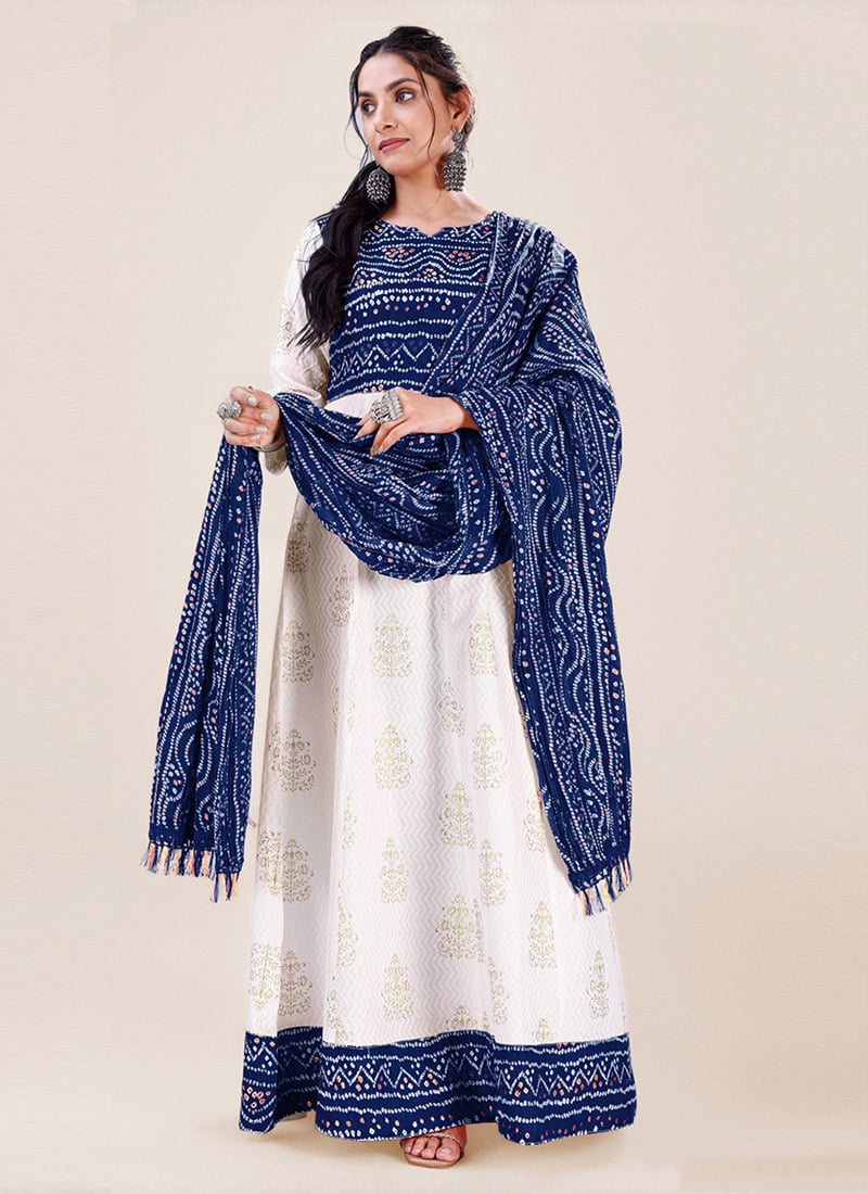 Blue Chinon Bandhini Print Stunning Dupatta After Six Wear