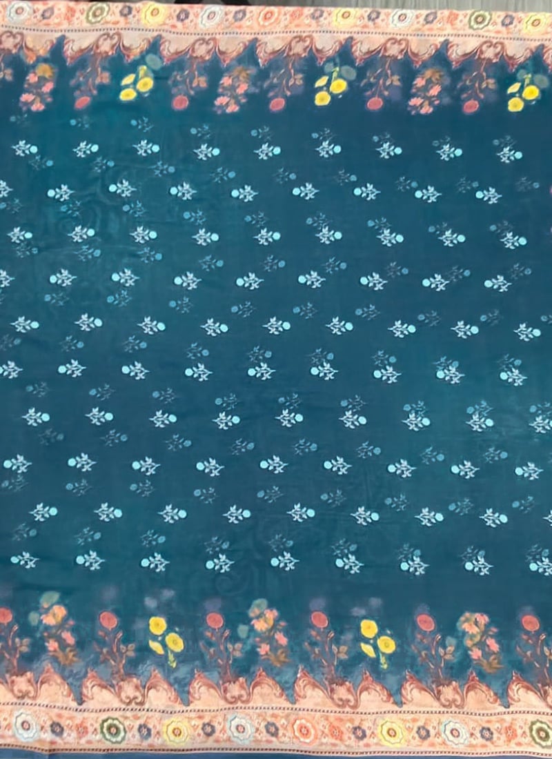 Blue Chiffon Digital Print Dupatta