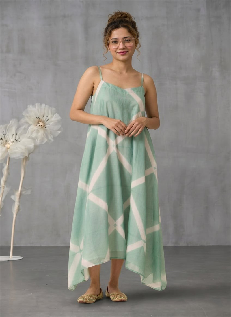 Blue Cotton Asymmetric Maxi Dress After Six Wear