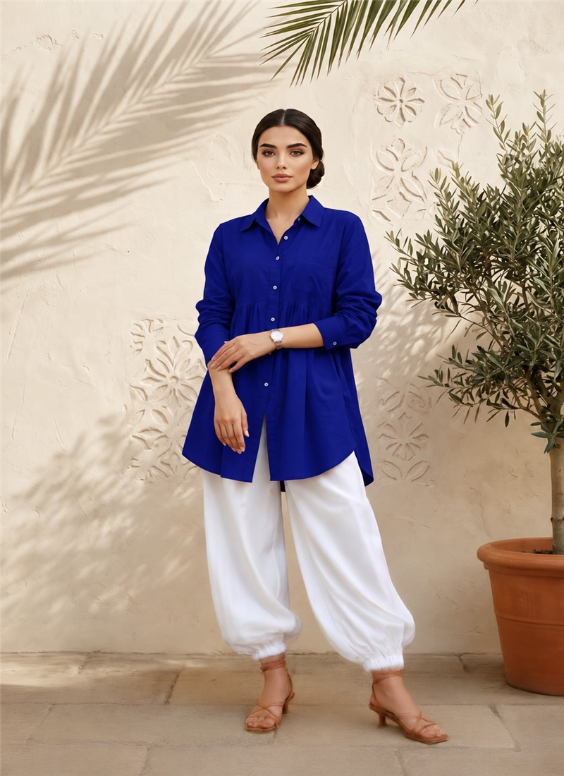 Blue Cotton Co Ord Set After Six Wear