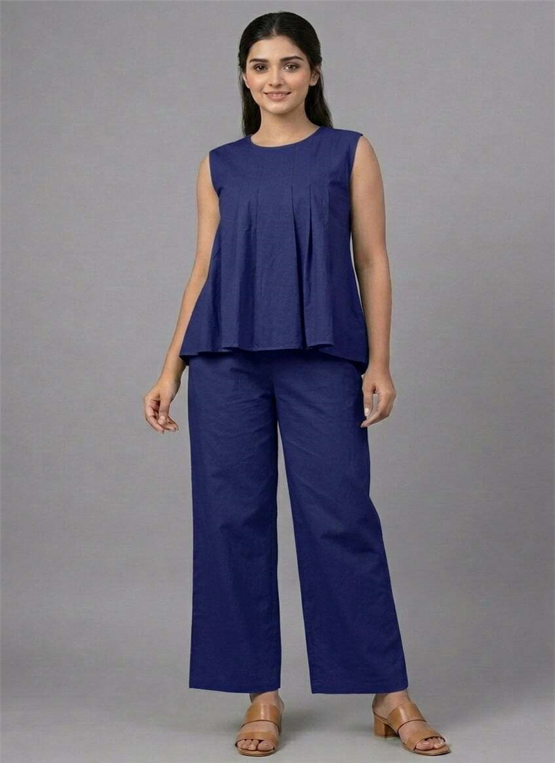 Blue Cotton Gorgeous Co Ord Set After Six Wear