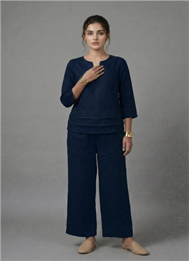 Blue Cotton Linen Stunning Co Ord Set