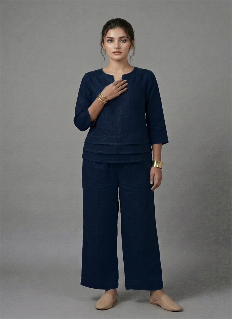Blue Cotton Linen Stunning Co Ord Set After Six Wear