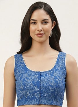 Blue Cotton Printed Blouse
