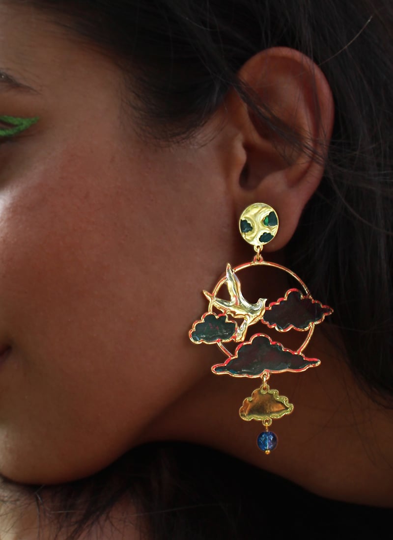 Blue Danglers Festive Wear